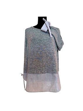 LOFT ~ Women’s Chic Gray Layered Jersey Cotton Loose Fit Sweater Top size M